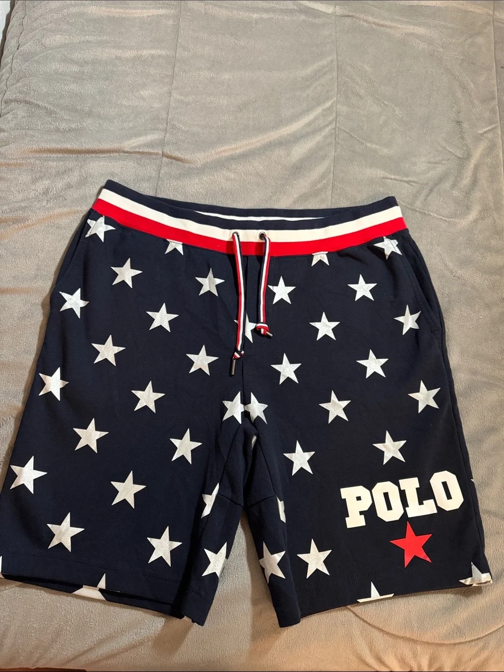 Polo by Ralph Lauren Performance patriotic print 76% cotton athletic shorts Sz L